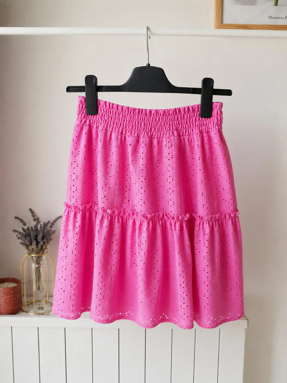 Jupe fuchsia broderie anglaise – effet coup de cœur Taille M